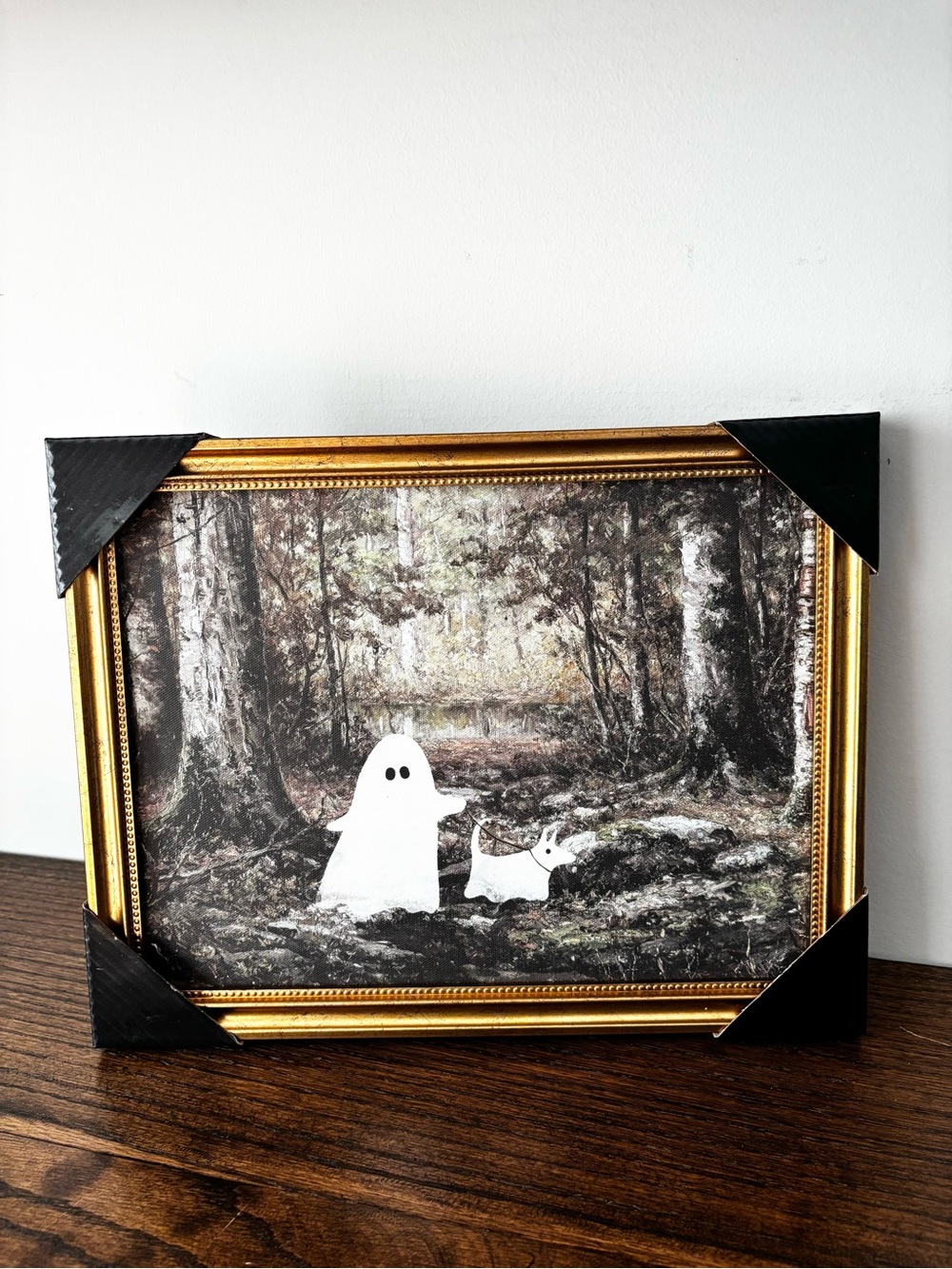 HTF Viral Ghost Walking Dog in the Haunted Woods Framed Halloween Wall Art